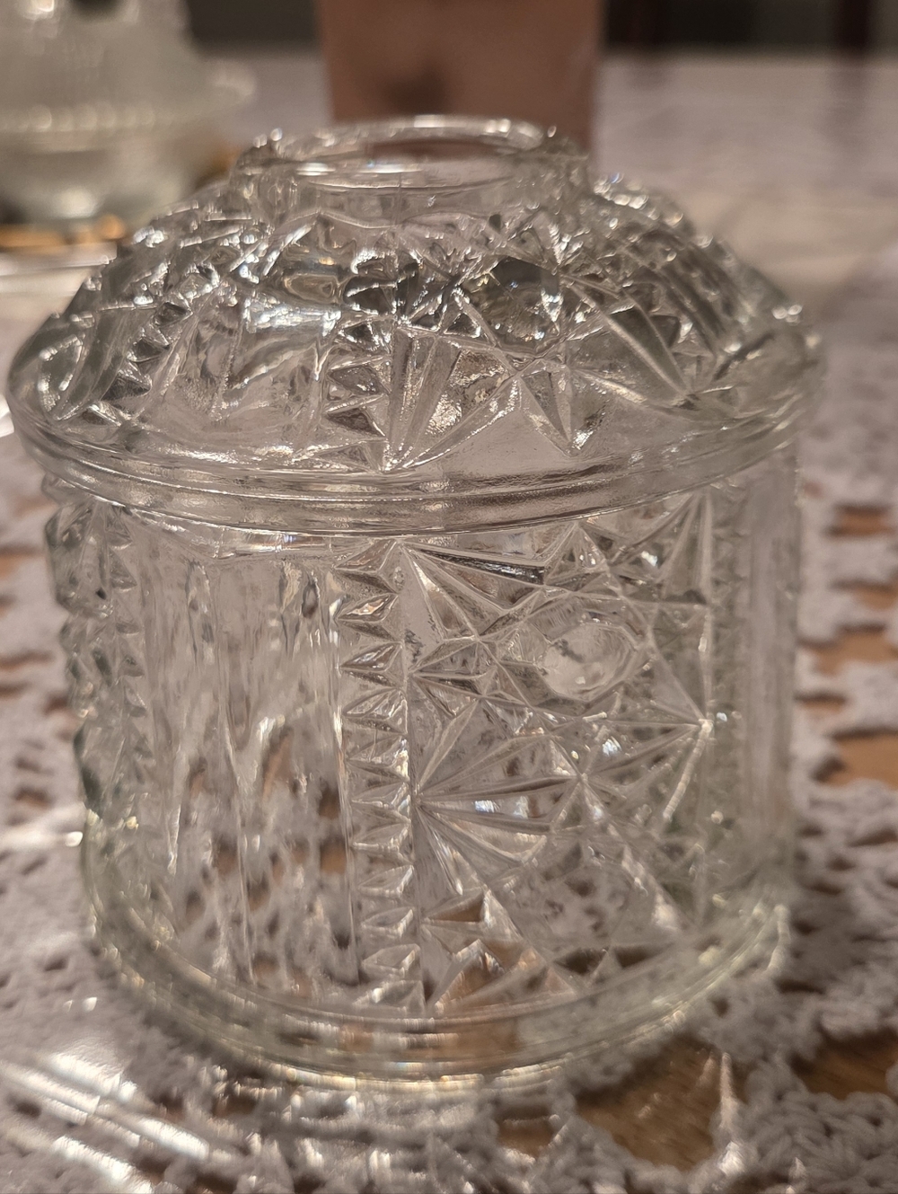 VTG Indiana Glass Stars and Bars Clear Fairy Lamp Vintage, Top Only